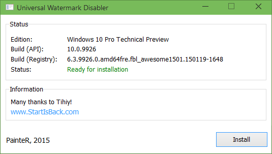 Windows 10 watermark